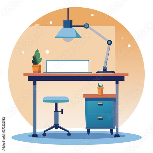 Furniture Adjustable Desk Vector Illustration – Cartoon, Clipart, and Line Art Design, Adjustable desk vector with white background – clipart, cartoon, and line art for digital use.