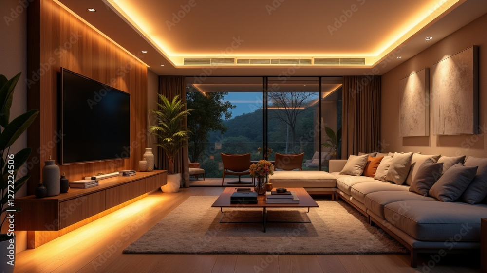 Fototapeta premium Lights turn on automatically when entering the room