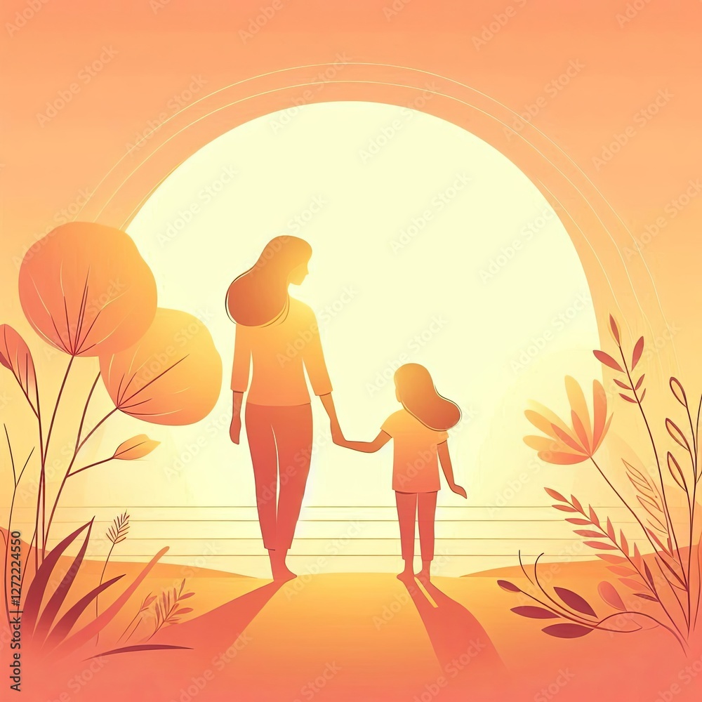 Sunrise Journey with Mother and Child Sunrise Journey with Mother and Child