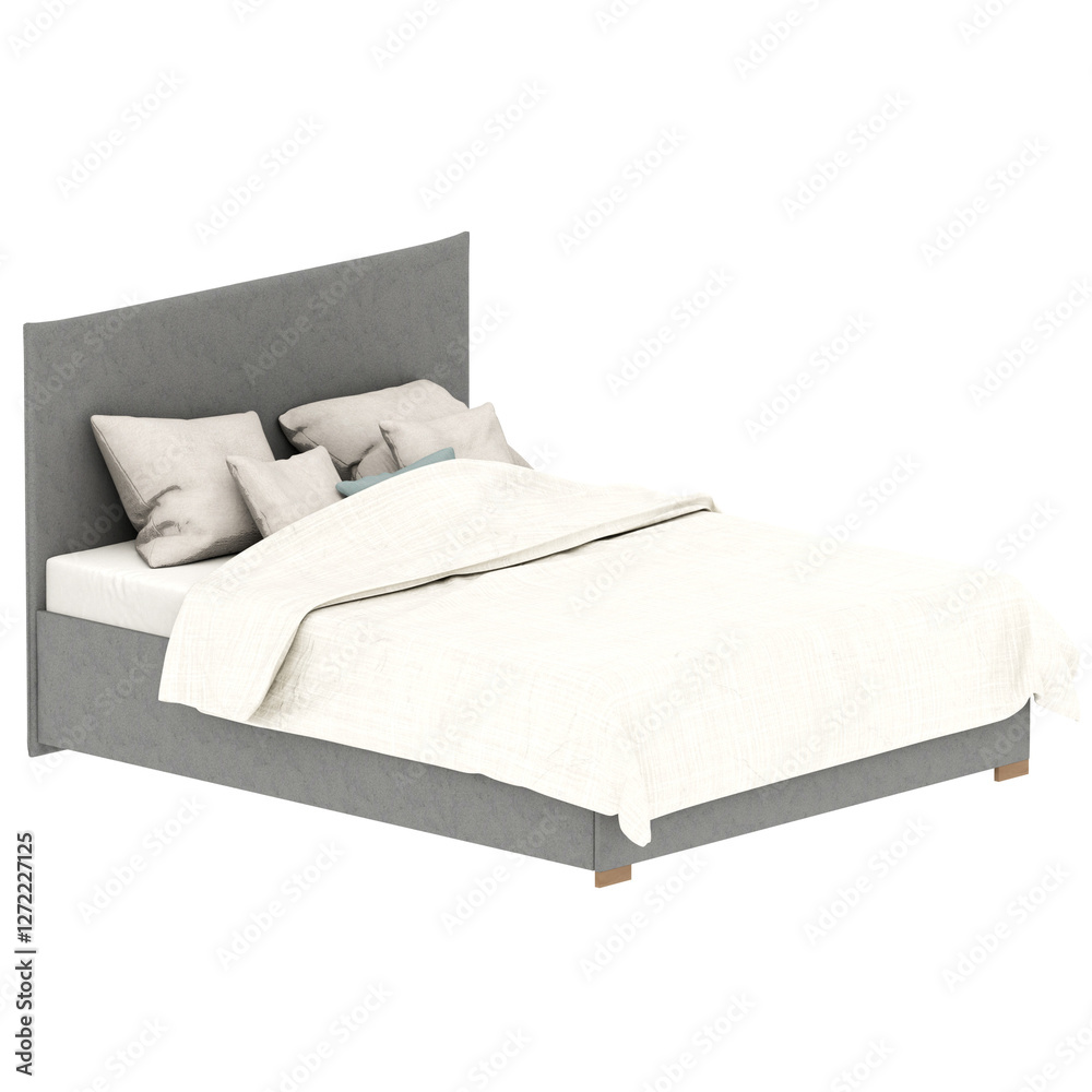 3d render modern bed with transparent background 3d render modern bed with transparent background