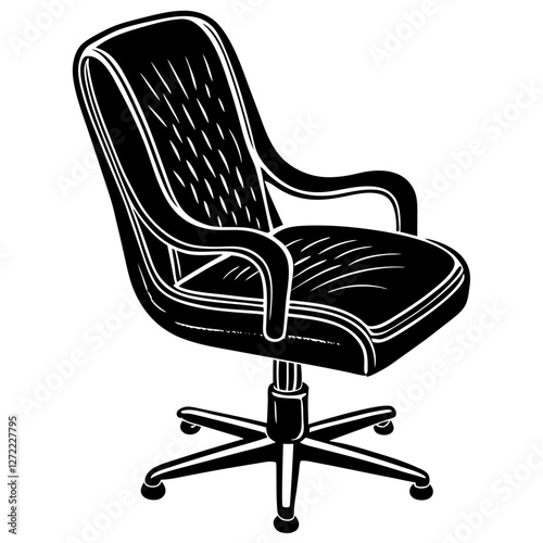 Ergonomic Chair Vector Illustration – Clipart, Line Art & Cartoon Design on White Background, Ergonomic chair vector illustration with clipart, line art, and cartoon designs on a white background.