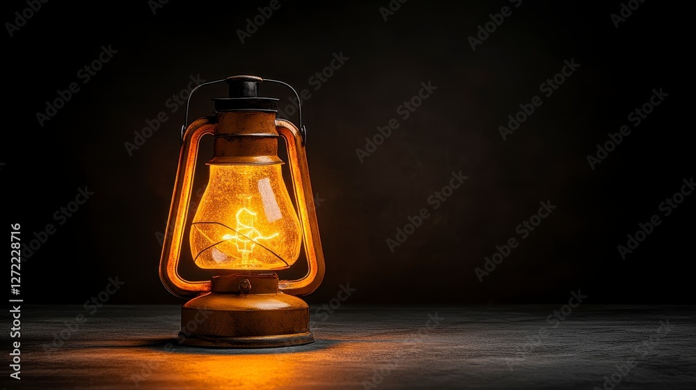 Antique Oil Lantern Glowing in the Dark Antique Oil Lantern Glowing in the Dark