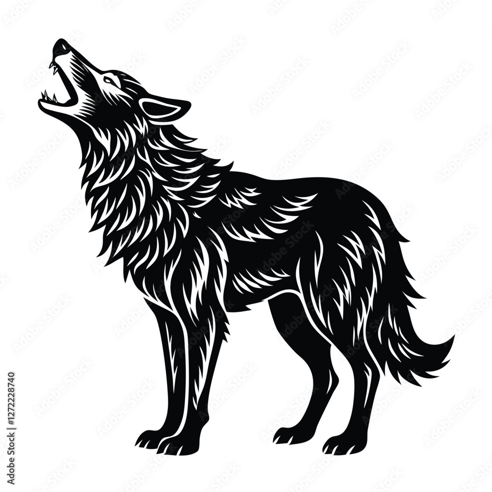 Howling wolf vector silhouette art illustration Howling wolf vector silhouette art illustration