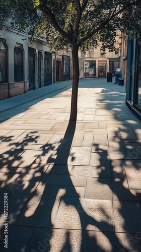 three dropping shadow on a concreat path in the city in the middle of the hot summer photo