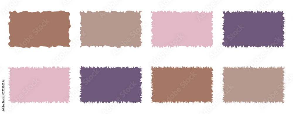 Set of rectangular frames.Collection of color rectangular frames with zigzag edges.Rectangles with wavy edges.Vector illustration.