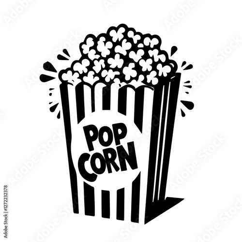 popcorn graphic minimal illustration in black and white 