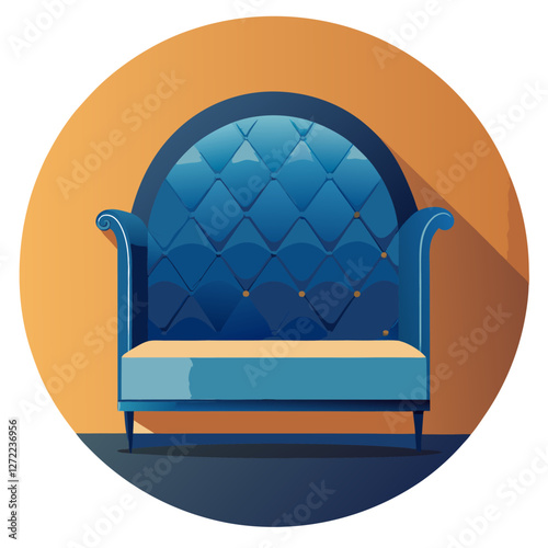 Tufted Headboard Vector Illustration - Cartoon, Clipart & Line Art on White Background, Tufted headboard vector illustration in cartoon, clipart, and line art styles on a white background.