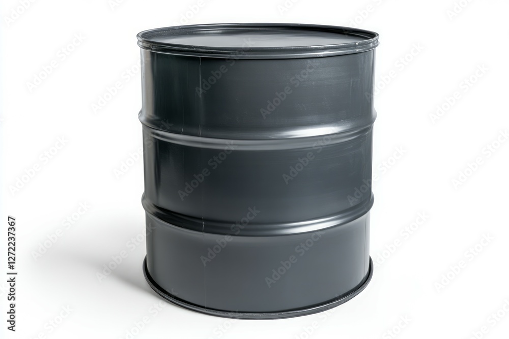 Grey metal drum on clean background. Neural network AI generated Grey metal drum on clean background. Neural network AI generated