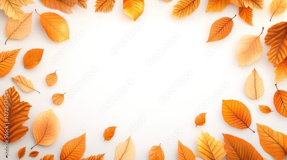 Autumn Leaves Frame White Background Design Autumn Leaves Frame White Background Design