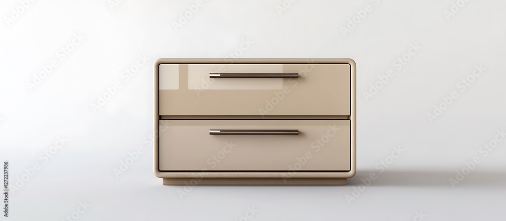 Modern beige storage cabinet with three drawers, front view, isolated on pristine white background, realistic HD, Modern beige storage cabinet with three drawers, front view, isolated on pristine white background, realistic HD,