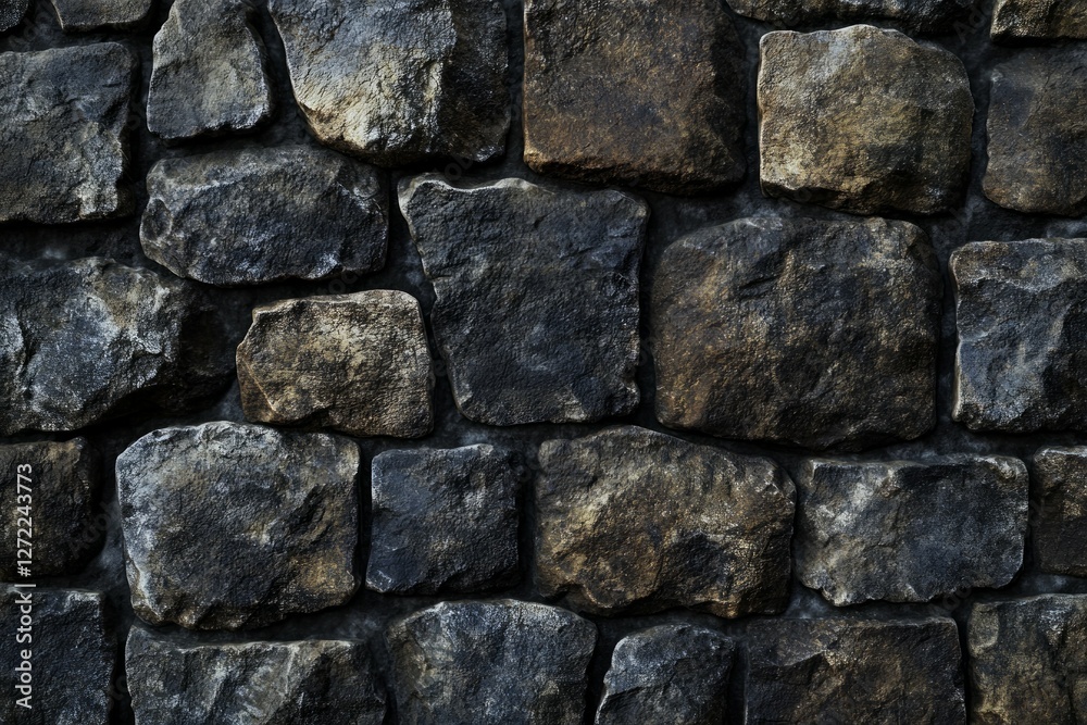 Rustic stone wall texture with dim lighting effect. Neural network AI generated Rustic stone wall texture with dim lighting effect. Neural network AI generated