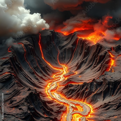 The metamorphic power of Earth's molten core is embodied by breathtaking geological events and endless cycles of genesis and annihilation entwined with volcanic zones. photo