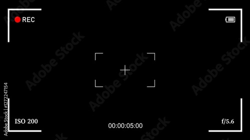 video recorder camera screen with 4K resolution with alpha channel, Camera recording screen overlay, recording video Screen Animation.