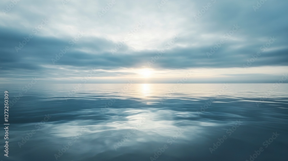 Calm sunrise over tranquil water, possible use for a peaceful nature scene Calm sunrise over tranquil water, possible use for a peaceful nature scene