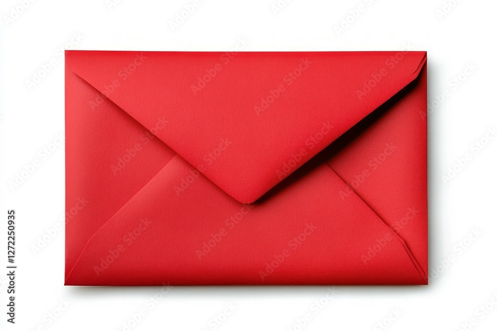 Bright red envelope on white background. Neural network AI generated Bright red envelope on white background. Neural network AI generated