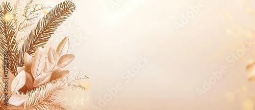 Elegant peach and cream botanicals create a delicate textured border