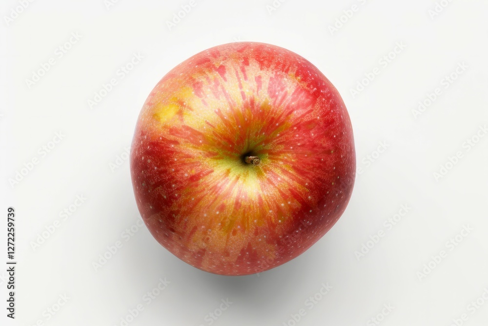 Top view of red apple on white background. Neural network AI generated Top view of red apple on white background. Neural network AI generated