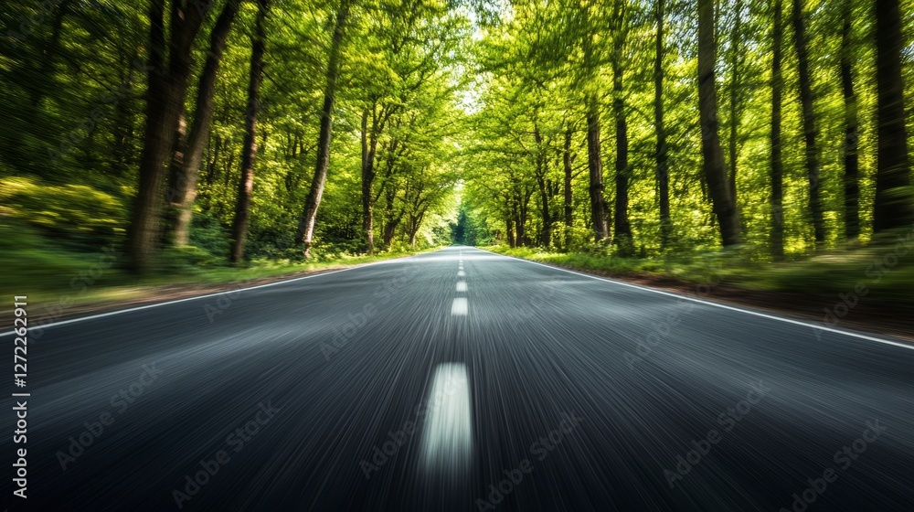 Obraz premium Forest Road Tunnel Motion Blur