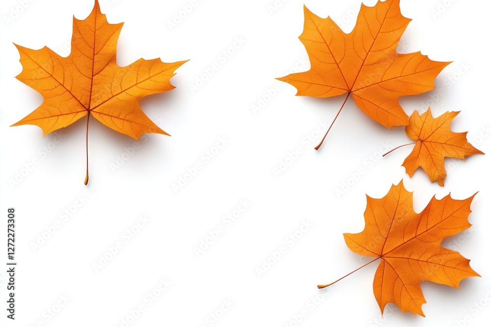 Fototapeta premium Golden Maple Leaves Isolated on White Background