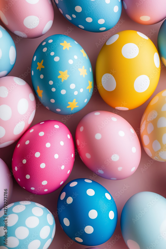 Beautiful Easter background with painted Easter eggs. Easter postcard Beautiful Easter background with painted Easter eggs. Easter postcard