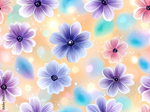 Vibrant Floral Bloom: A Seamless Pattern of Pastel Flowers
