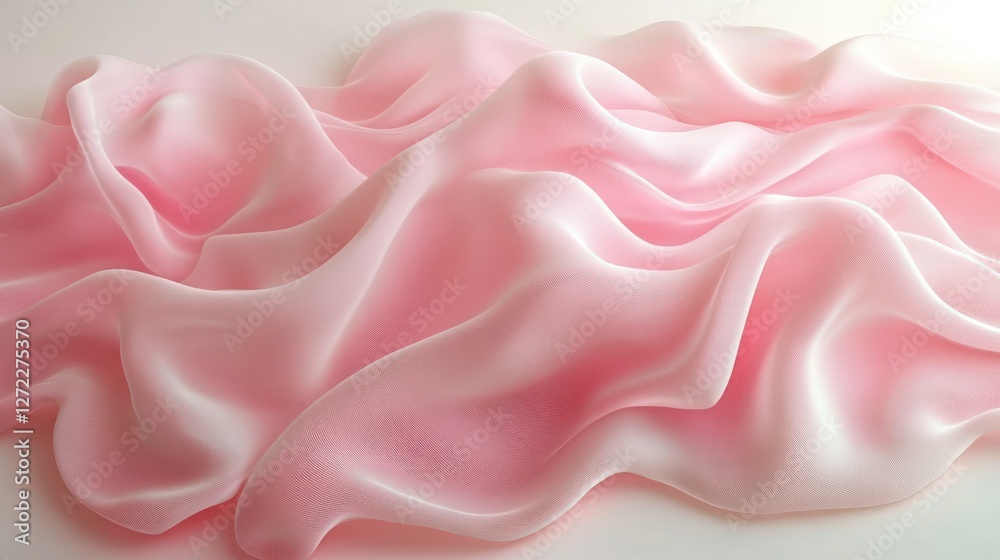 Obraz premium Pink silk fabric draped, studio background, soft light, product display