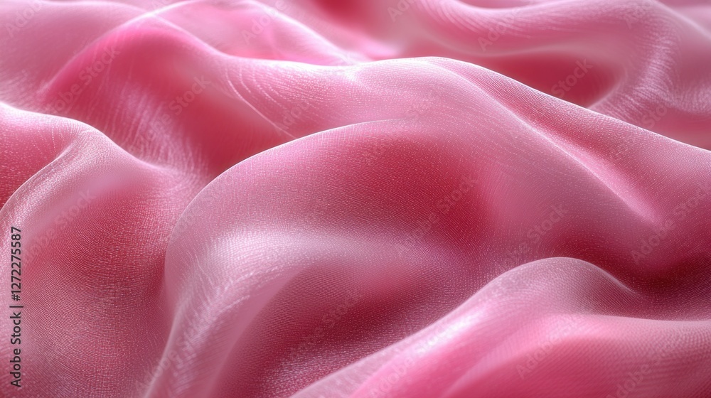 Obraz premium Pink silk fabric drapes, soft light, studio, texture background, design