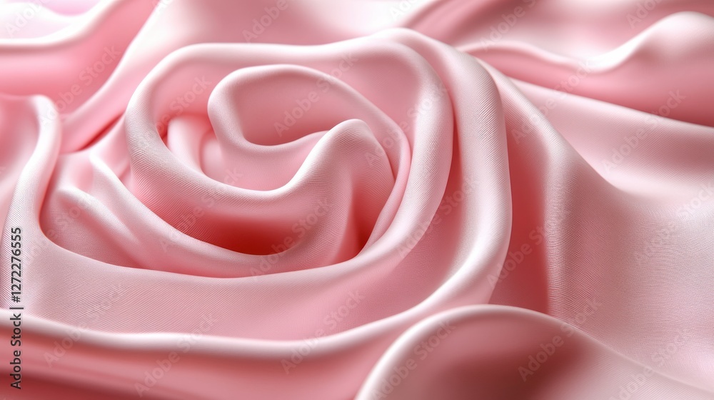 Obraz premium Pink silk fabric swirl, textured background, studio shot, textile design