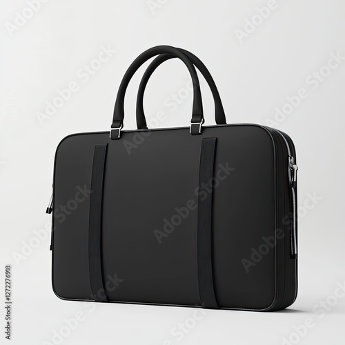 Black Laptop Briefcase Against Light Background photo