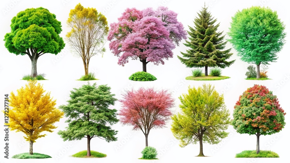 Fototapeta premium Isolated Majestic Trees: Charming & Beautiful Nature Photography for Design Projects