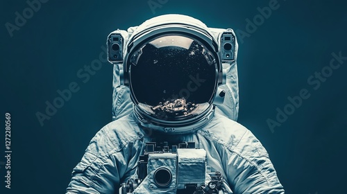 astronaut in a helmet looking forward