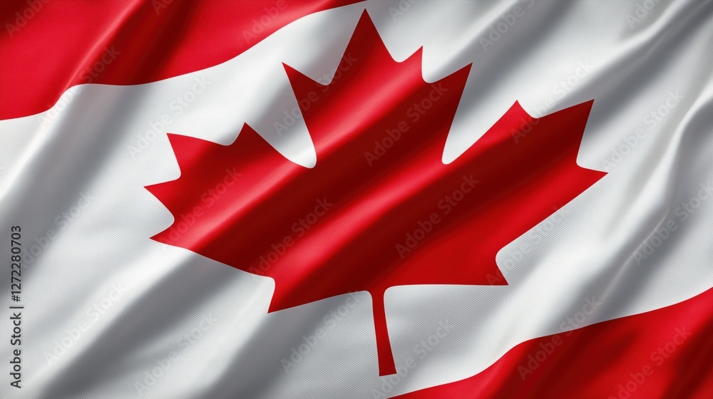 waving canadian flag on a light background