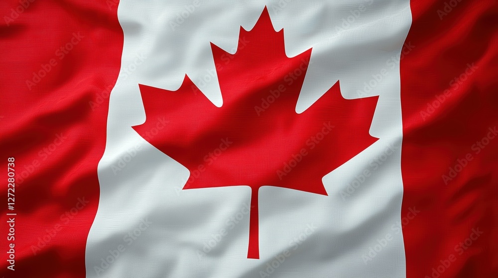 waving canadian flag on a light background