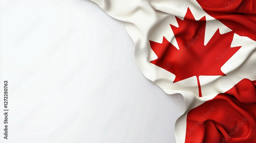 waving canadian flag on a light background