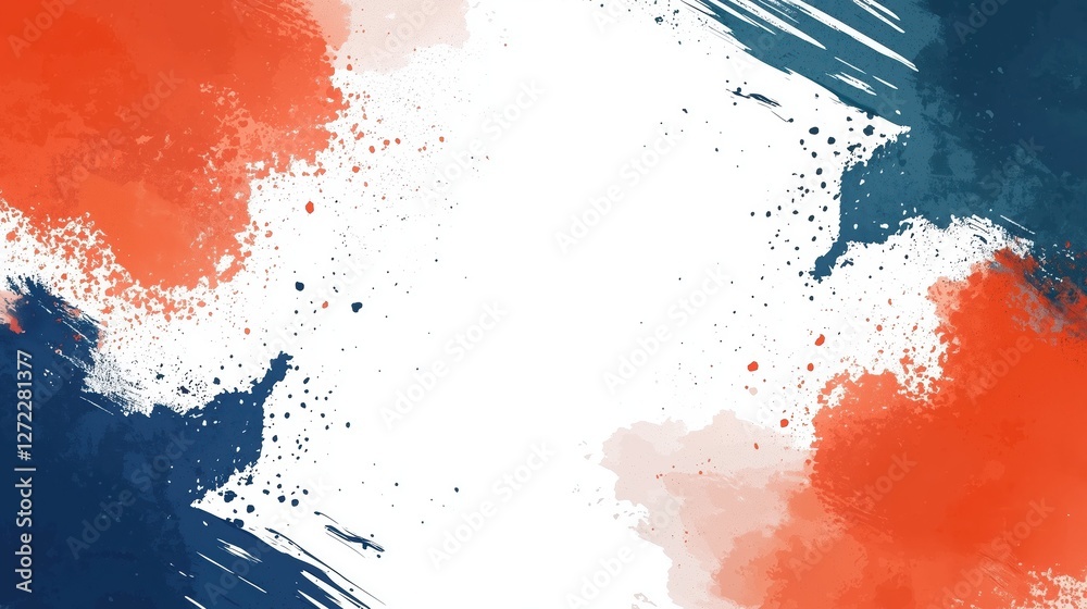 abstract watercolor splashes in blue and orange