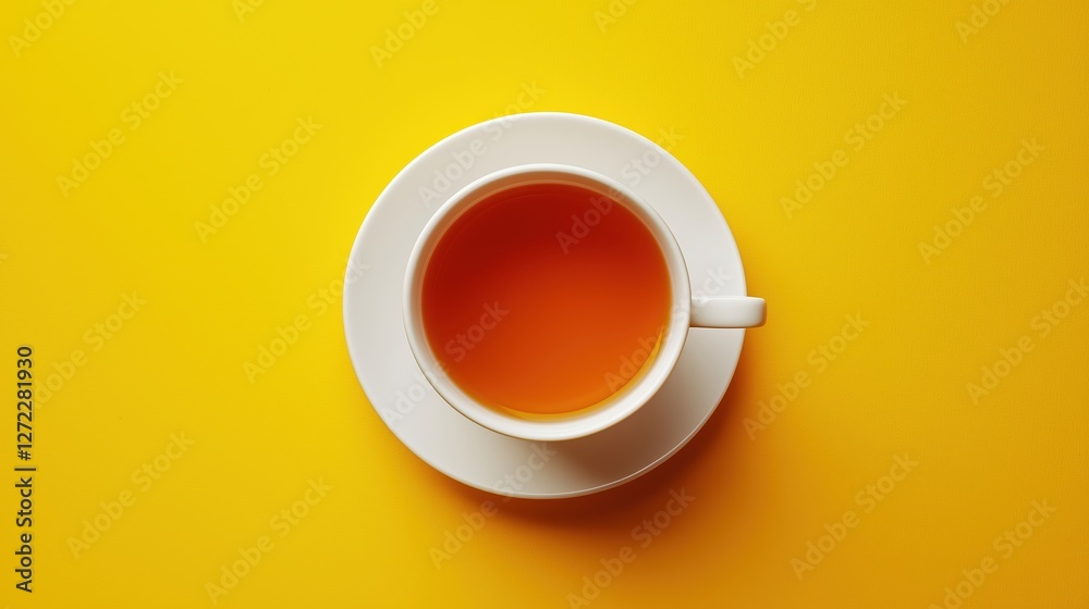 white cup of tea on a turquoise background