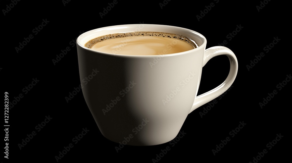 cup of coffee with milk on black background
