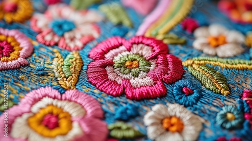 Obraz na płótnie Beautiful graphics of embroidered flowers. w salonie