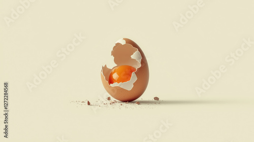 Obraz na płótnie cracked egg with yolk on light background w salonie