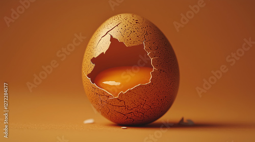 Obraz na płótnie cracked egg with yolk on light background w salonie