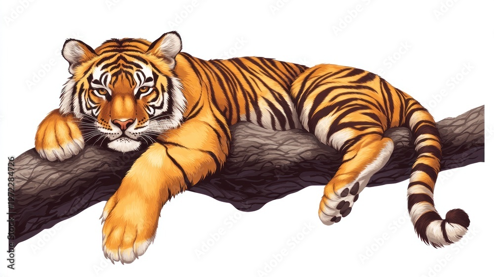 Obraz premium Majestic tiger lounging on a tree branch in nature