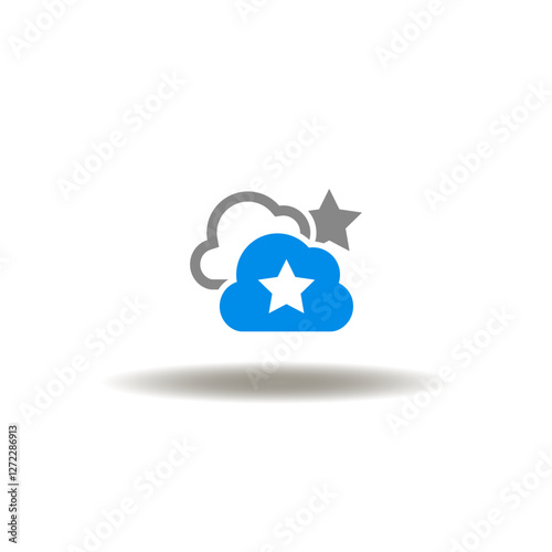 Vector illustration of web electronic clouds and stars. Symbol of cloud computing service assessment, feedback. Icon of internet experience.