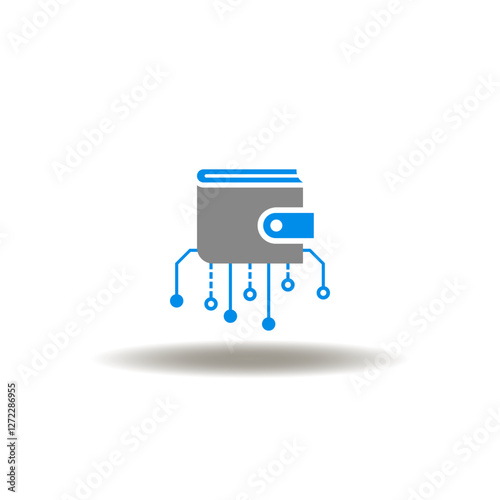 Vector illustration of purse with circuit digital computing pattern. Symbol of e-wallet electronic wallet technology.