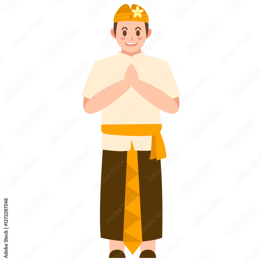 Balinese man in traditional attire, ideal for travel brochures, cultural websites, diverse stock images, Southeast Asian publications, and magazines. Balinese man in traditional attire, ideal for travel brochures, cultural websites, diverse stock images, Southeast Asian publications, and magazines.