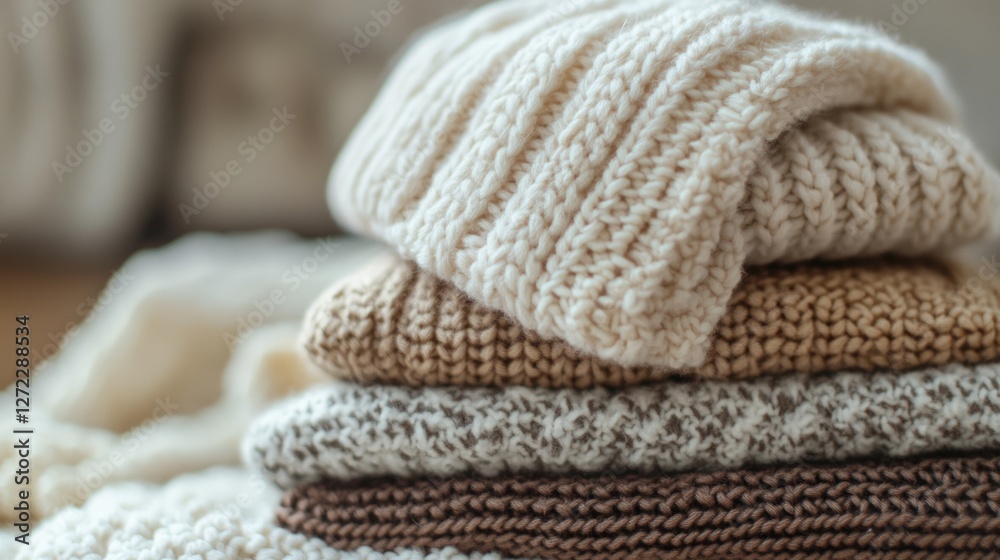 Cozy Knitwear Stack: Soft, Neutral Colors, Winter Textures Cozy Knitwear Stack: Soft, Neutral Colors, Winter Textures
