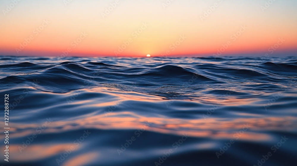 Fototapeta premium Serene sunset over calm ocean waves at twilight