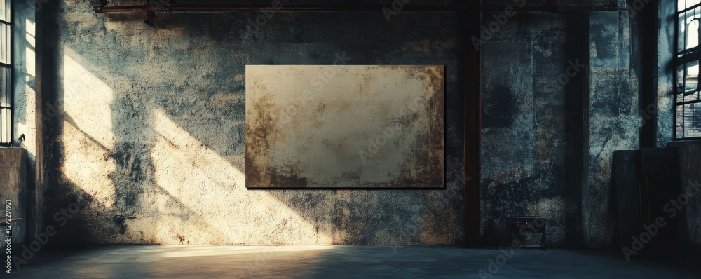 Abandoned industrial space with large window and sunlight streaming in. Abandoned industrial space with large window and sunlight streaming in.