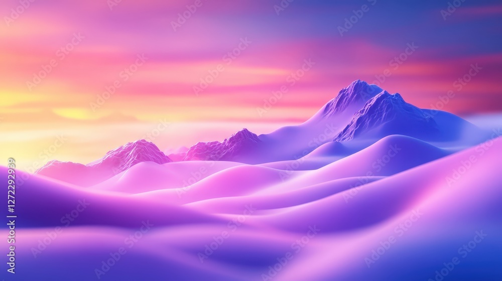 A breathtaking view of undulating mountains covered in soft purple and blue hues, illuminated by a stunning sunset. The serene atmosphere evokes feelings of peace and tranquility. A breathtaking view of undulating mountains covered in soft purple and blue hues, illuminated by a stunning sunset. The serene atmosphere evokes feelings of peace and tranquility.