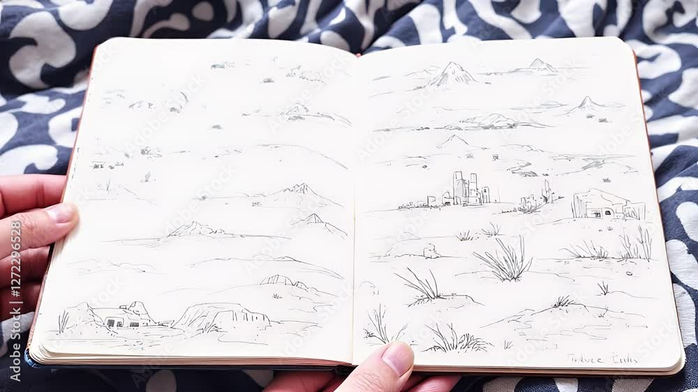 Desert Landscape Sketches: Ink Drawings of Arid Scenery