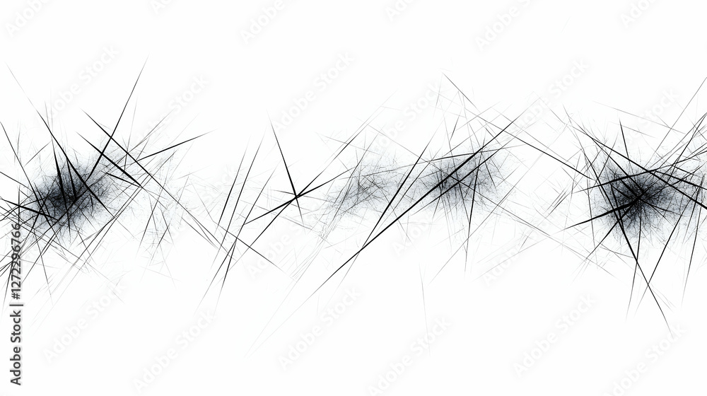 Obraz premium Abstract black lines design element on white background; digital art for website header or banner